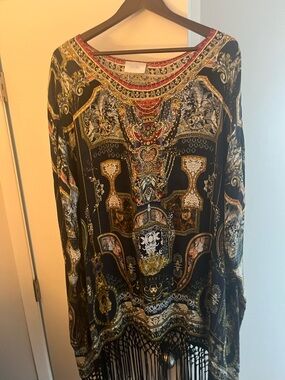 Camilla Black Fringe Kaftan